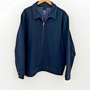 Vintage Y2K Gap Men's Wool Blend Jacket Size XL Black Full Zip Quilted Lining